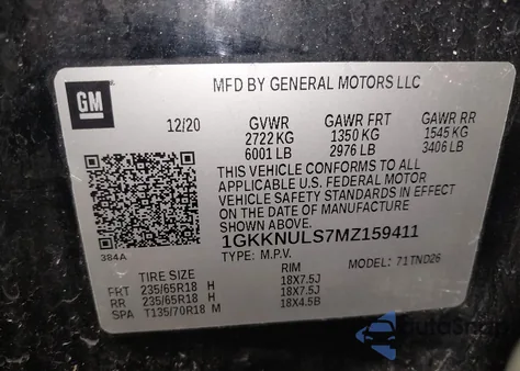 2021 GMC Acadia Awd Slt из США, поврежденный, VIN 1GKKNULS7MZ159411